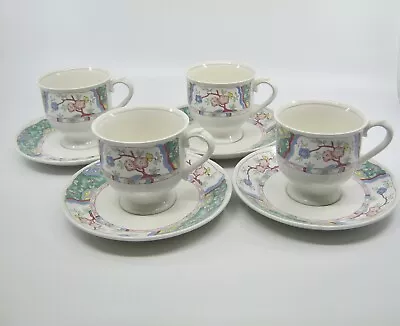 Lot Of 4 Mikasa Villa Medici Provincial Cups And Saucers Oriental Blue CV900 • $34.85