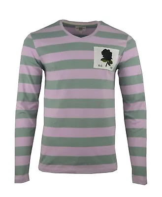 £50.99 • Buy Kent&curwen Hooped Pink Green Ls Top Black Rose David Beckham Vintage Football