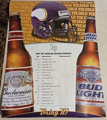 Minnesota Vikings & Budweiser 2001 Team Schedule 27x19 Pre-owned Poster • $24.99