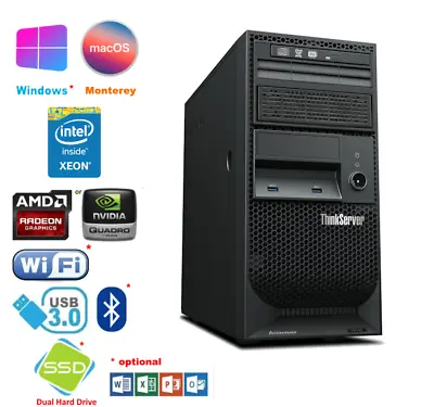 Lenovo TS140 Xeon E3 V3 16GB SSD + HDD GFX 2GB WiFi Win 11 / Mac Hackintosh • £105.95