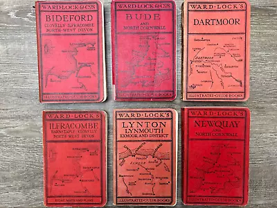 6 WARD LOCK RED GUIDES - DEVON & CORNWALL 1930s-1950s - MAPS/PLANS - GOOD COND. • £14.99