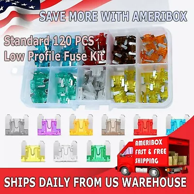 120 Pc Low Profile Mini  Car Fuse Auto Car Motorcycle SUV FUSES Kit APM ATM   • $8.49