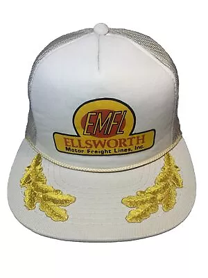 EMFL Ellsworth Motor Freight Lines White W/Logo Snapback Trucker Hat Cap H24 • $18.77