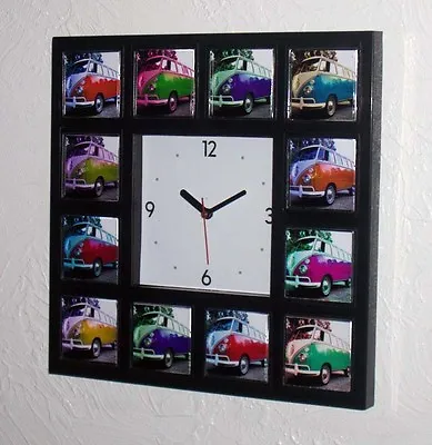 $32.99 • Buy VW Bus Van Volkswagen Kombie Splitty Vanagen Clock Wi/12 Colors