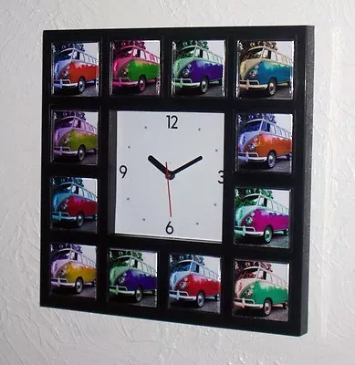 VW Bus Van Volkswagen Kombie Splitty Vanagen Clock Wi/12 Colors • $32.99