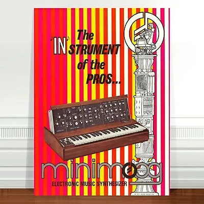 Mini Moog Model D 1970's Ad Poster Art ~ CANVAS PRINT 32x24  Minimoog • $31.47