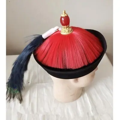 17.6  Chinese Qing Dynasty Silk Gem Royal Officer Hat Cap Headgear Headdress Hat • $119.49