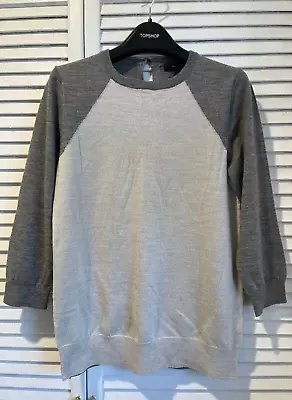 J.CREW 100% Merino Wool Lightweight 3/4 Sleeve Color Block Key Hole Sweater Sz.S • $10.95