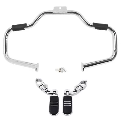 Mustache Engine Guard Crash Bar Footpegs Fit For Harley Softail Fatboy 00-17 15 • $139.99