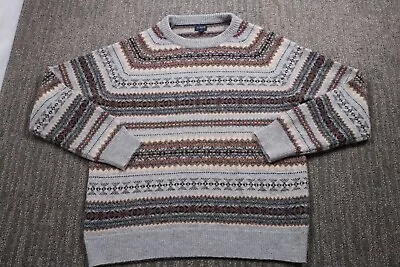 J. Crew Wool Blend Fair Isle Crew Neck Pullover Sweater Traditional Men's L • $39.77
