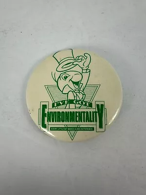 Disney I've Got Environmentality Vintage Pin 1990s White & Green Button • $5.99