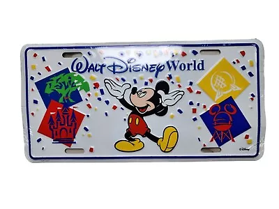 NEW 1999 Walt Disney World Metal LICENSE PLATE - Mickey & 4 Park Icons - Vintage • $18