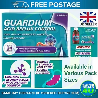 £7.89 • Buy Guardium Acid Reflux Control Gastro Resistance Tablet Available In Various Packs