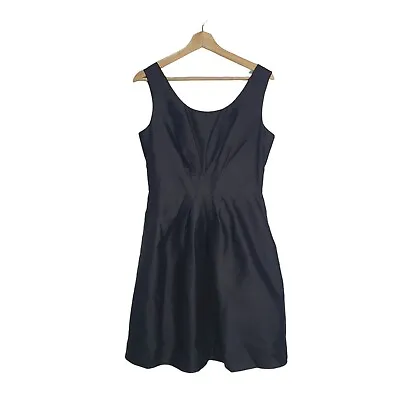 Kate Spade Size US 8 AU 12 Black Silk Cotton Sleeveless Pleated Cocktail Dress • $62.97