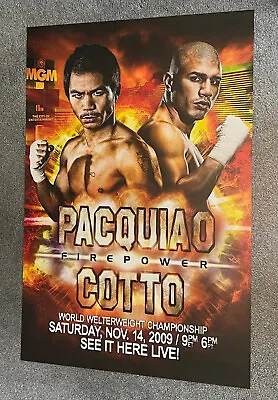 2009 Manny Pacquiao Vs Miguel Cotto Boxing 24 X 36  *OFFICIAL* POSTER MGM VEGAS • $125