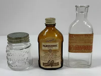 Antique Medicine Bottles W/Original Labels Lot Of 3 Small Bottles Poison Bottle • $9.99