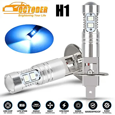 2x H1 200W CREE LED Fog Driving Light Bulbs DRL Lamp 8000K Ice Blue Super Bright • $9.98