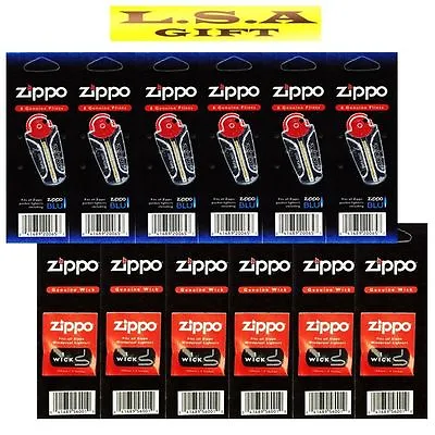 Zippo Lighter Replacement Genuine 6 Flint + 6 Wick Value Pack Free Ship • $25.55