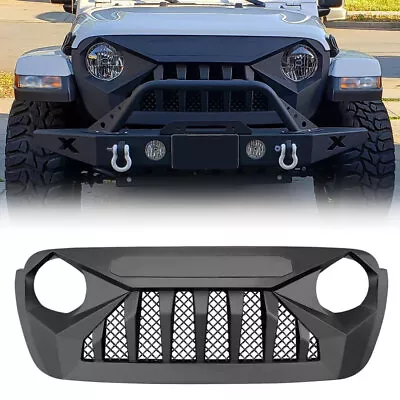 Demon Style Front Bumper Grille Mesh Grill For 2018-2022 Jeep JL JT Matte Black • $99