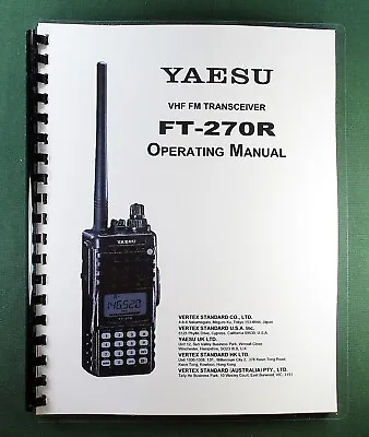 Yaesu FT-270R Operating Manual: 88 Pages & Protectiove Covers • $22