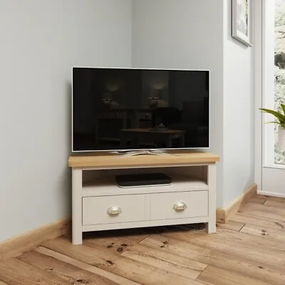 Dorset Grey Oak Corner TV Unit | TV Stand Storage TV Cabinet | Truffle Grey • £129