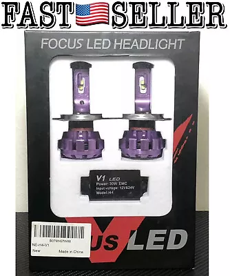 V2 LED Headlight Bulb Kit H4 (9003/HB2) 9600LM 60W 6500K Mini Size Focus Beam • $23.52