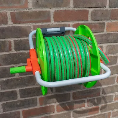 ASSEMBLED 20m Garden Watering Patio Hose Reeloptional Hose+hanger • £6.99