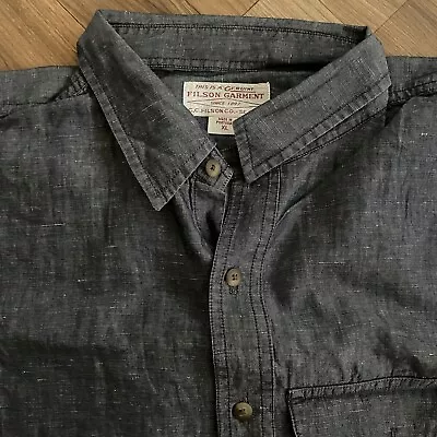 VTG Filson Button Down Long Sleeve Denim Blue Shirt Size XL • $65