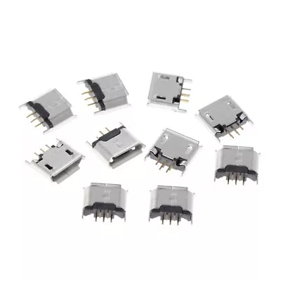 10 Pcs Micro USB Type B Female Socket 180 Degree 5-Pin SMT Soldering • £5.04