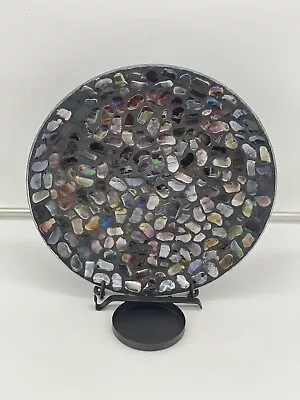 PartyLite AURORA MOSAIC Wall Sconce P90975 Iridescent Candle Glass Holder Plate • $38