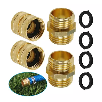 4Pcs 3/4  Garden Water Pipe Joint Hose Adapter Brass Male To Male Female Tube US • $10.37