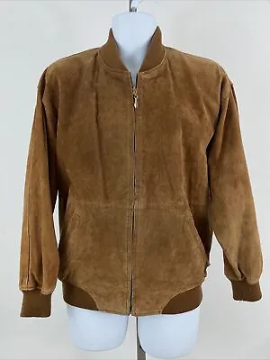 NORDSTROM Town Square Men's Vintage Light Brown Suede Bomber Jacket Sz S • $35