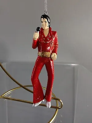 Rare Kurt Adler Elvis Presley  The King  Red Jumpsuit Christmas Ornament • $17.99