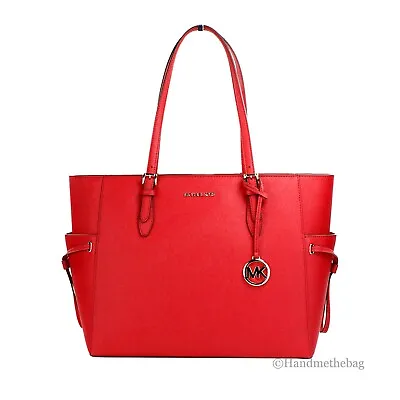 Michael Kors Gilly Large Bright Red Leather Drawstring Travel Tote Bag Purse • $124