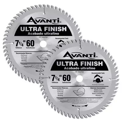 7-1/4 In. X 60-Tooth Fine Finish Circular Saw Blade (2-Pack) • $15.81