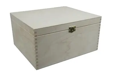 Plain Wooden Box| Storage Box| Keepsake Memory Jewellery Trinket 29 X 25 X 15 Cm • £14.99