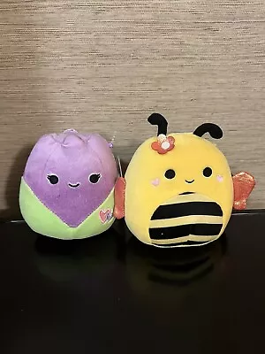 5” Jackie The Purple Tulip (vday) And 5” Sunny The Bumble Bee Squishmallow. • $50