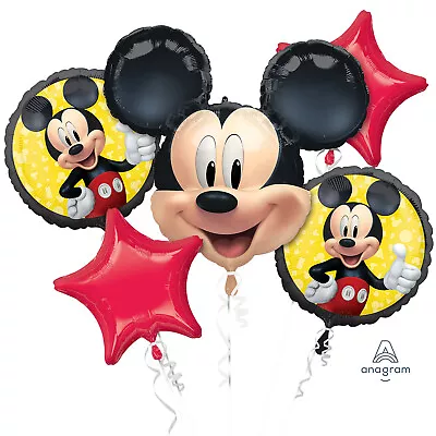 Disney Mickey Mouse Foil Balloon 5pc Bouquet Birthday Party Decorations • £16.99