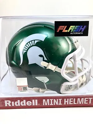 Michigan State Riddell Mini Helmet Chrome Green Flash Alt Edition • $49.99