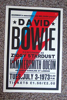 $4.50 • Buy David Bowie Concert Tour Poster 1973 Hammersmith Odeon--