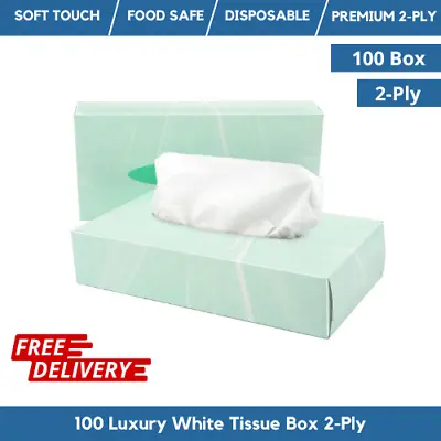 Extra Soft White Tissue Facial Tissue Boxed Tissue 100 Per Box 2-Ply • £22.99