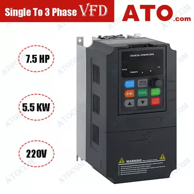 ATO Single To 3 Phase VFD 5.5KW 7.5HP 220V Variable Frequency Drive Inverter • $696.29