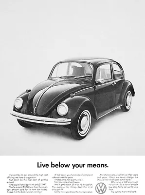 1964 Volkswagen VW Beetle - Live Below Your Means Promotional Advertising Poster • $9.99