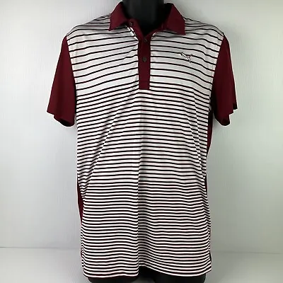 $39.99 • Buy Puma Golf Striped Polo Shirt Mens L Red/White 58/81