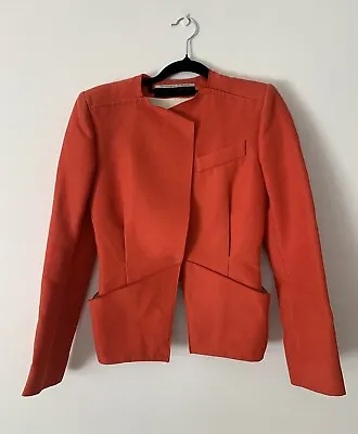 RARE Roland Mouret Orange Red Cutout Crepe Blazer JACKET RRP$2500 • $345