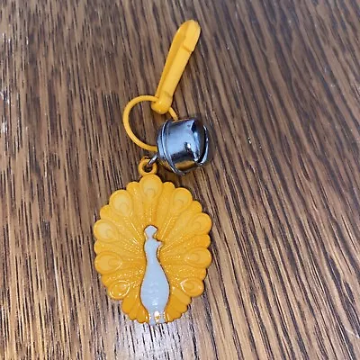 Vintage 1980s Plastic Bell Charm Orange Peacock 80s Charm Necklace • $24.99