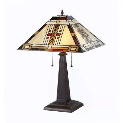 $194.29 • Buy Chloe Lighting Gode Tiffany-Style 2 Light Mission Table Lamp 16  Shade