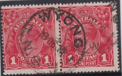 $12 • Buy Postmark 1914 Wyong NSW Australia On Pair 1d Red KGV Stamps   