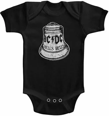 Official AC/DC Hells Bells Black Babygrow Bodysuit ACDC Romper Suit • £14.95