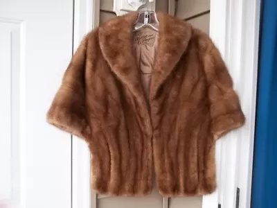 Vtg Willett  And Draper Medium BROWN MINK STOLE/Wrap/Shrug One Size • $100